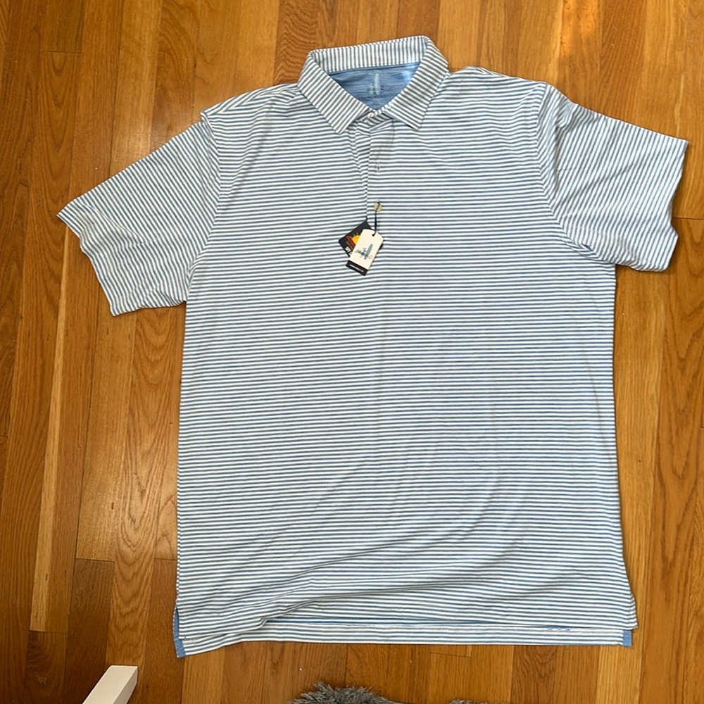 NEW Johnnie-O blue striped polo